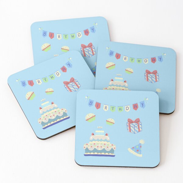 Item preview, Pack of 6 Birthday Stickers containing flags, cake, presents, sweets and hat.  designed and sold by Jelly Studio.