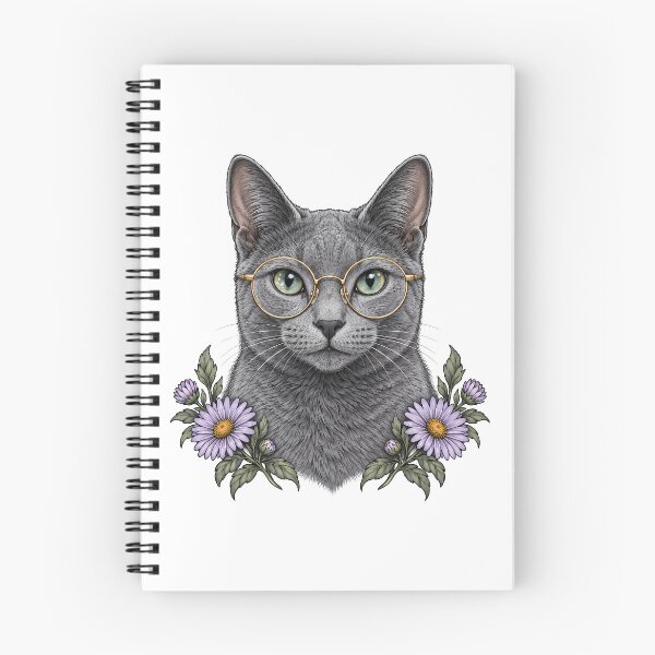 Item preview, Russian Blue Cat with Gold Glasses  designed and sold by Old's Cool Cat Studio.