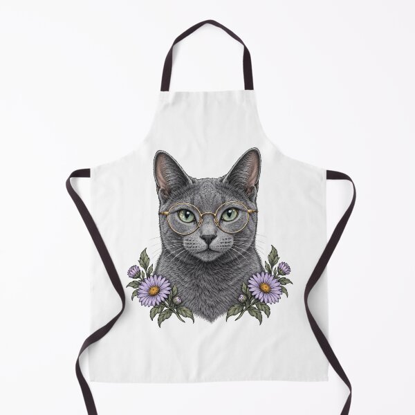 Item preview, Russian Blue Cat with Gold Glasses  designed and sold by Old's Cool Cat Studio.