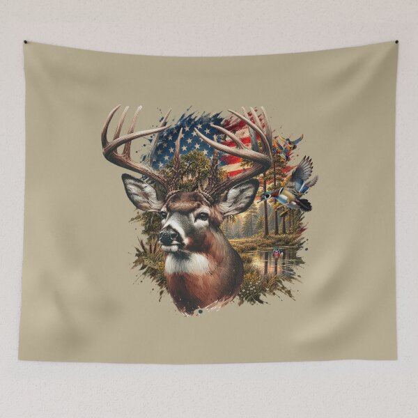 Item preview, Patriotic Americana Whitetail Deer Country Landscape designed and sold by LifeCrush.