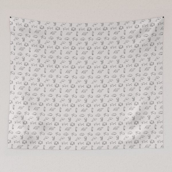 Item preview, Simple Line Sea Creature Pattern designed and sold by AshfulArt.