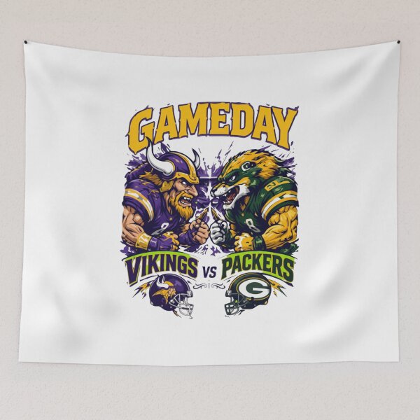Item preview, Vikings vs Packers Game Day Football Rivalry designed and sold by YoshDWolf.