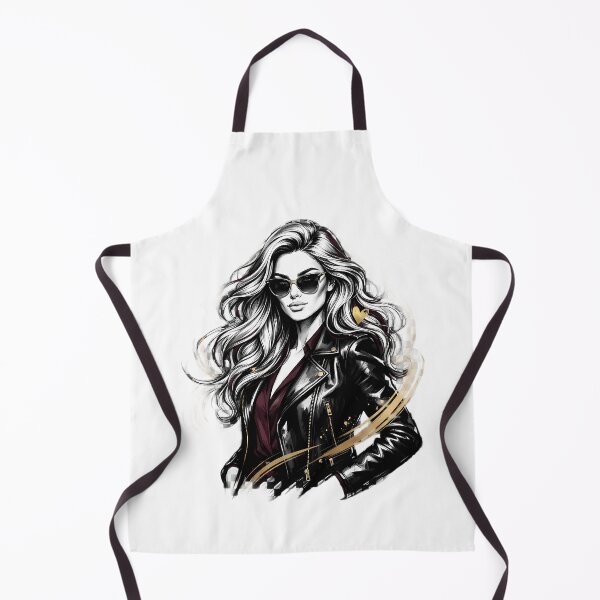 Item preview, Badass Chic - Biker Girl Leather Jacket & Golden Heart Portrait designed and sold by SupernovaNote.
