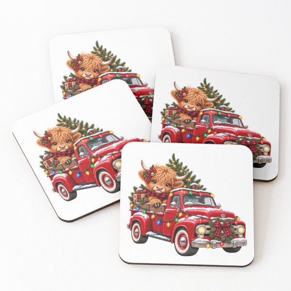 Item preview, Hallmark Red Truck Highland Cow  designed and sold by TheCurioCabinet.