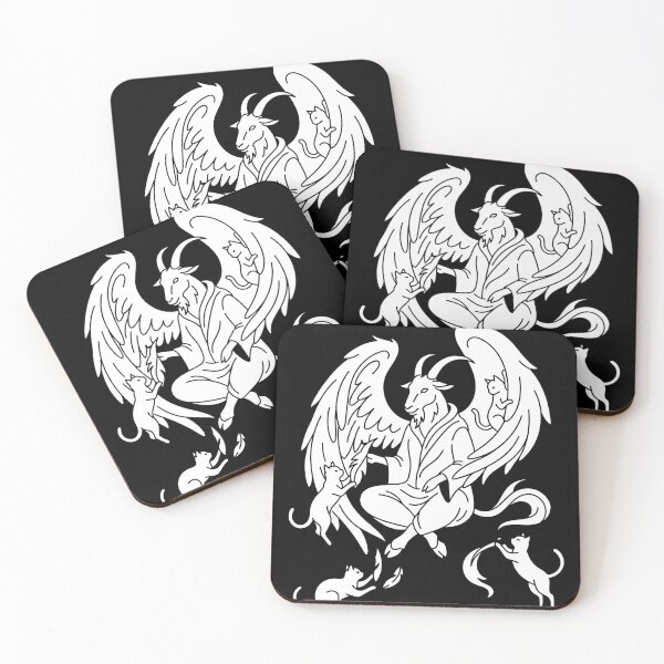 Item preview, Winged Goat Deity Line Art With Cats designed and sold by Ranpict.