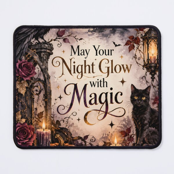 Item preview, May Your Night Glow with Magic – Gothic Halloween Raven & Black Cat designed and sold by blankTeeShirt.