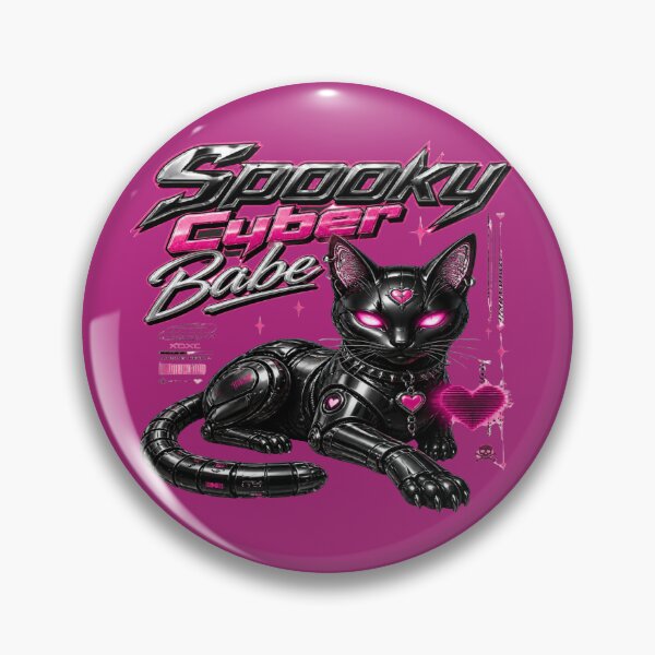 Item preview, Spooky Cyber Babe Y2K Metallic Cat designed and sold by BriSher.