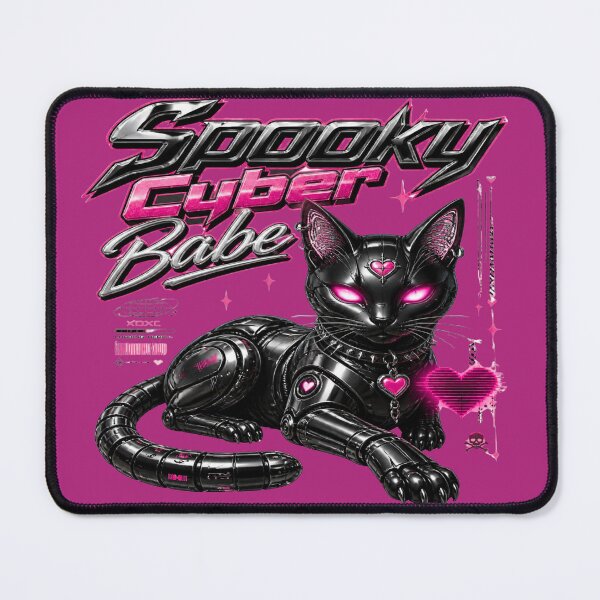 Item preview, Spooky Cyber Babe Y2K Metallic Cat designed and sold by BriSher.