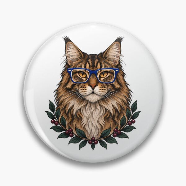 Item preview, Maine Coon Cat with Blue Glasses Art designed and sold by Old's Cool Cat Studio.