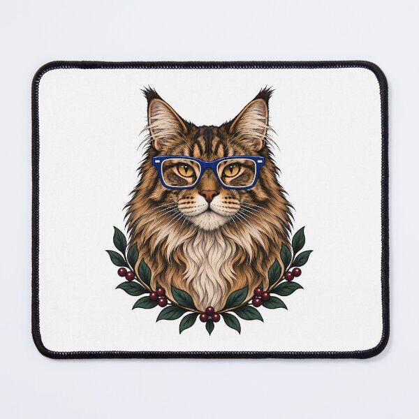 Item preview, Maine Coon Cat with Blue Glasses Art designed and sold by Old's Cool Cat Studio.