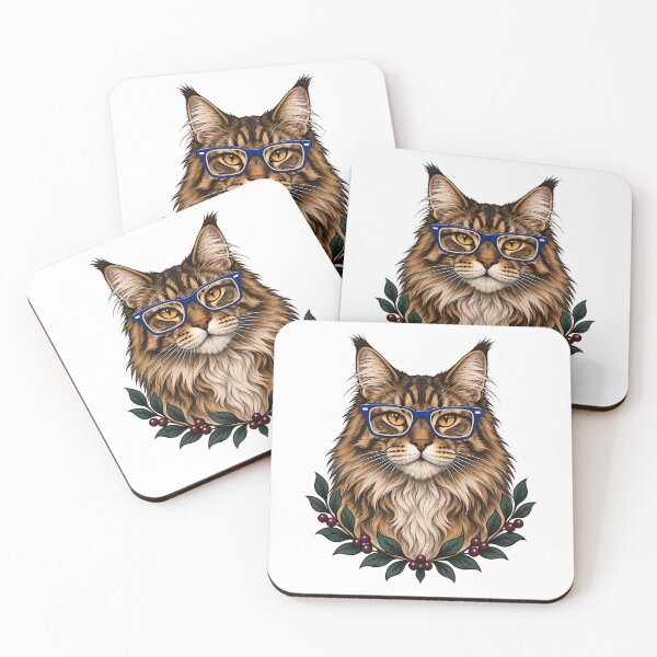 Item preview, Maine Coon Cat with Blue Glasses Art designed and sold by Old's Cool Cat Studio.
