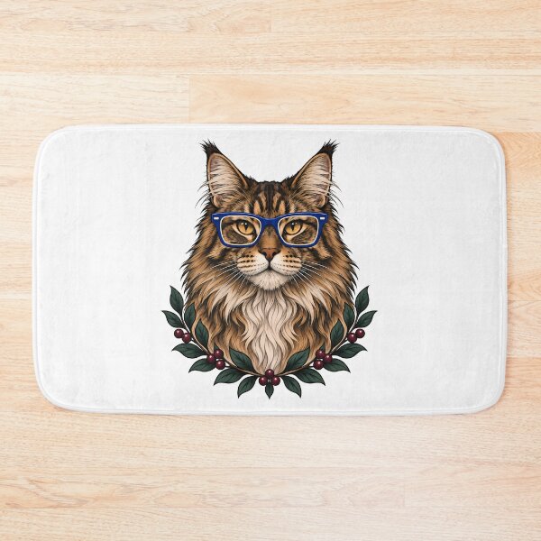 Item preview, Maine Coon Cat with Blue Glasses Art designed and sold by Old's Cool Cat Studio.