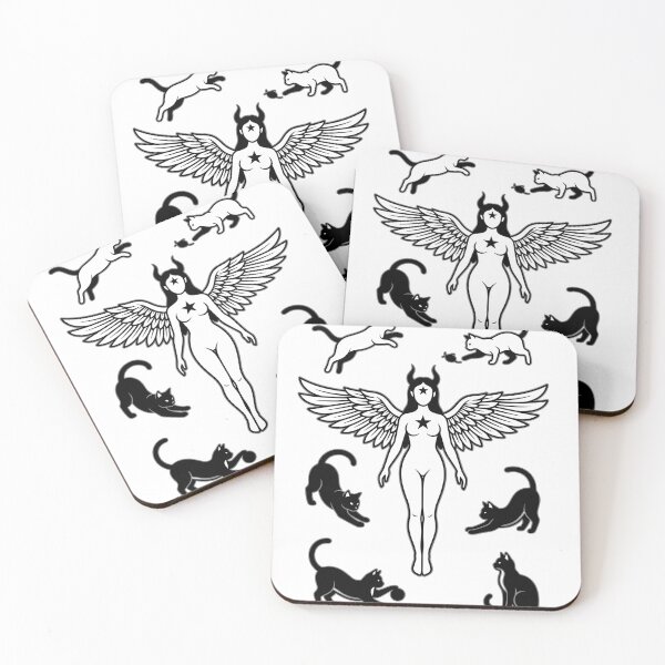 Item preview, Winged Demon Angel With Cats Sticker Set designed and sold by Ranpict.