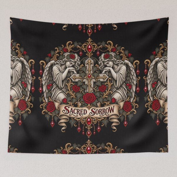 Item preview, Sacred Sorrow Gothic Angel Statue & Roses Design designed and sold by MetaModel Editions.