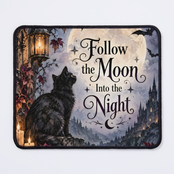 Item preview, Follow the Moon Into the Night – Gothic Black Cat Halloween designed and sold by blankTeeShirt.