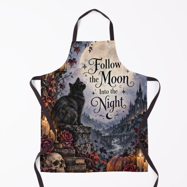 Item preview, Follow the Moon Into the Night – Gothic Black Cat Halloween designed and sold by blankTeeShirt.