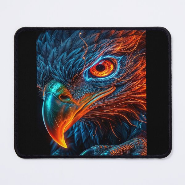 Item preview, Eagle Eye Neon Flame - Half Face Animal Artwork designed and sold by KingofHearts25.