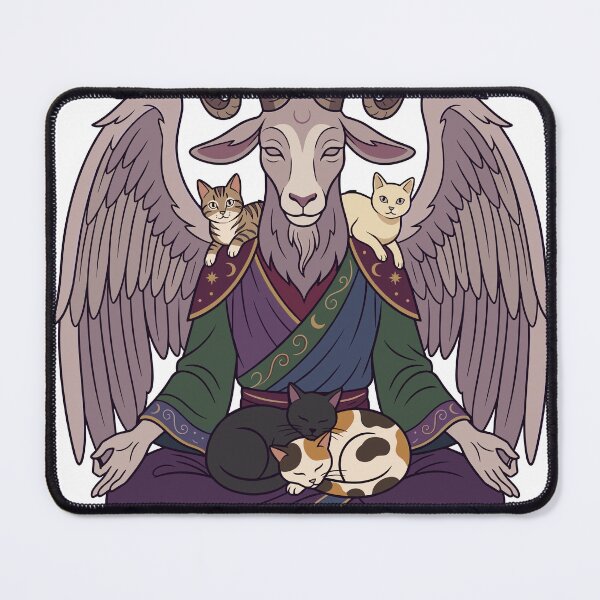 Item preview, Meditating Winged Goat With Sleeping Cats designed and sold by Ranpict.
