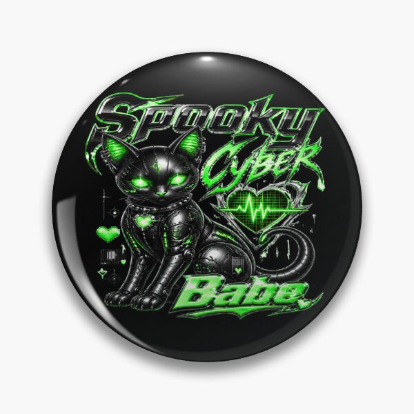 Item preview, Spooky Cyber Babe Y2K Neon Green Cat designed and sold by BriSher.