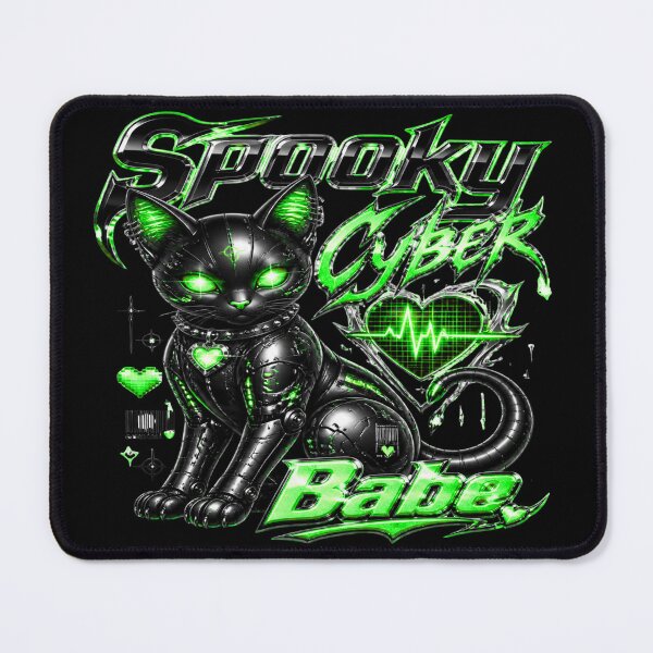 Item preview, Spooky Cyber Babe Y2K Neon Green Cat designed and sold by BriSher.