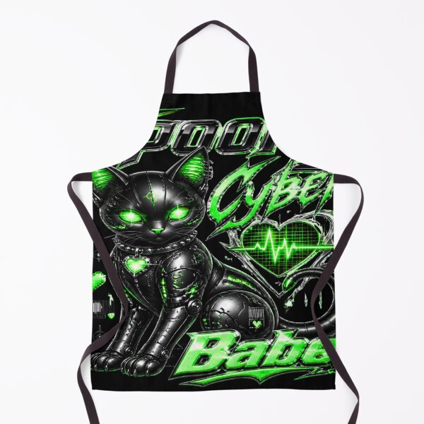 Item preview, Spooky Cyber Babe Y2K Neon Green Cat designed and sold by BriSher.