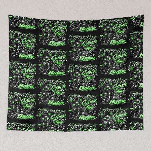 Item preview, Spooky Cyber Babe Y2K Neon Green Cat designed and sold by BriSher.
