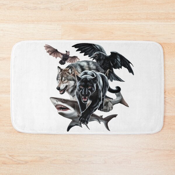 Item preview, Apex Predator Squad - Wolf Panther Shark Raven and Bat Collage designed and sold by the wellness script.