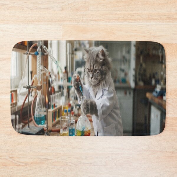 Item preview, Cute Fluffy Cat Scientist in Chemistry Lab Digital Art designed and sold by AfresStudio.
