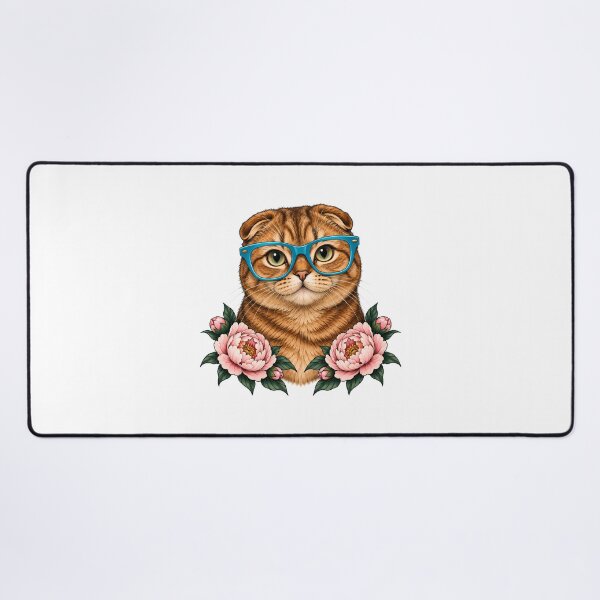 Item preview, Scottish Fold Ginger Cat with Turquoise Glasses designed and sold by Old's Cool Cat Studio.