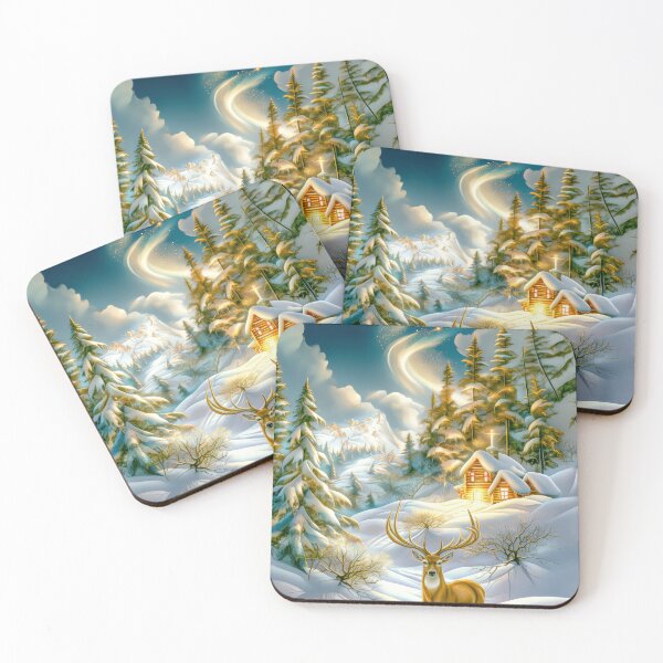 Item preview, Winter Deer Under a Starry Sky – Snowy Mountain Forest Art designed and sold by MargaretWiktor.