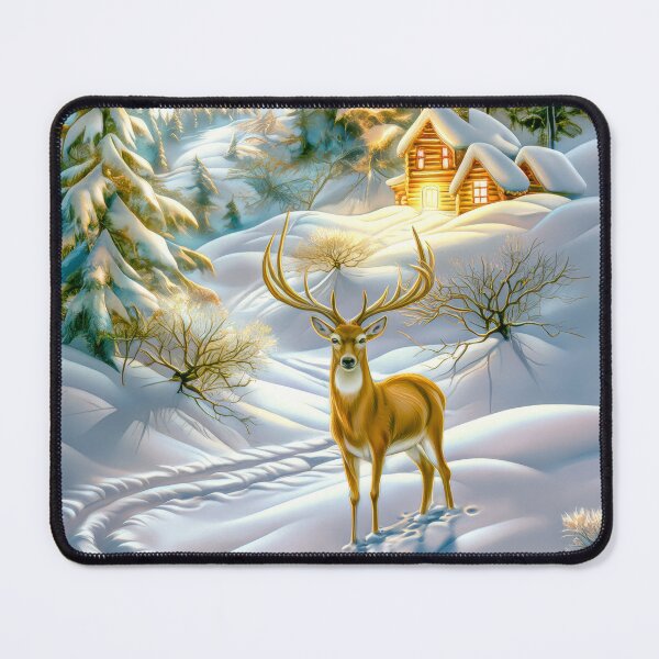 Item preview, Winter Deer Under a Starry Sky – Snowy Mountain Forest Art designed and sold by MargaretWiktor.