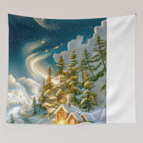 Item preview, Winter Deer Under a Starry Sky – Snowy Mountain Forest Art designed and sold by MargaretWiktor.