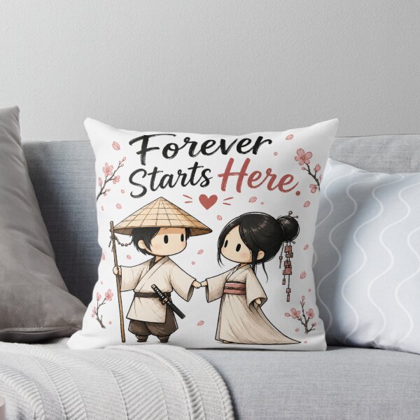 Item preview, Forever Starts Here – Cute Japanese Couple Love, Cherry Blossom & Anime Romance Design designed and sold by CRAZZYDOODLES.