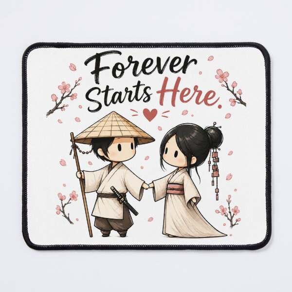 Item preview, Forever Starts Here – Cute Japanese Couple Love, Cherry Blossom & Anime Romance Design designed and sold by CRAZZYDOODLES.