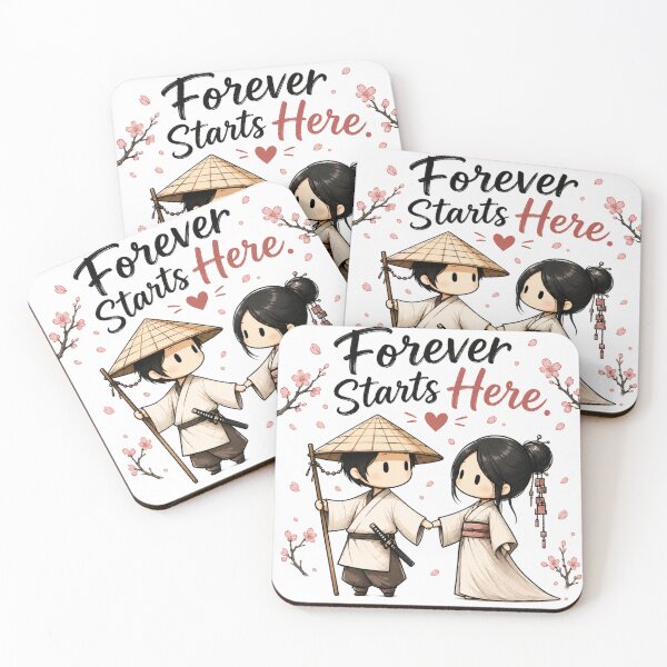Item preview, Forever Starts Here – Cute Japanese Couple Love, Cherry Blossom & Anime Romance Design designed and sold by CRAZZYDOODLES.