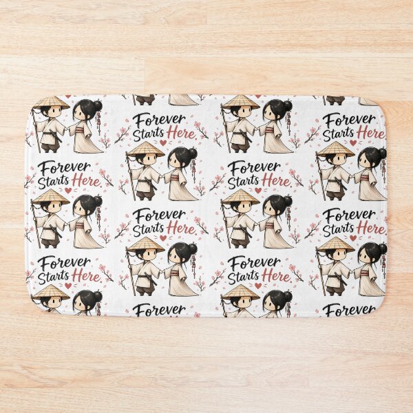 Item preview, Forever Starts Here – Cute Japanese Couple Love, Cherry Blossom & Anime Romance Design designed and sold by CRAZZYDOODLES.