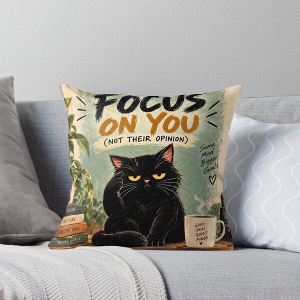Item preview, Focus on You Not Their Opinion Black Cat Motivational Quote designed and sold by AbstractAuraArt.