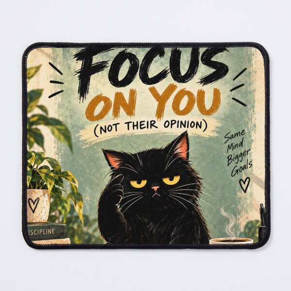 Item preview, Focus on You Not Their Opinion Black Cat Motivational Quote designed and sold by AbstractAuraArt.