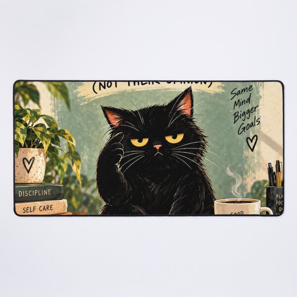 Item preview, Focus on You Not Their Opinion Black Cat Motivational Quote designed and sold by AbstractAuraArt.