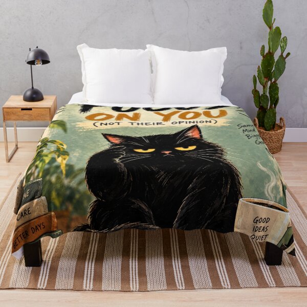 Item preview, Focus on You Not Their Opinion Black Cat Motivational Quote designed and sold by AbstractAuraArt.