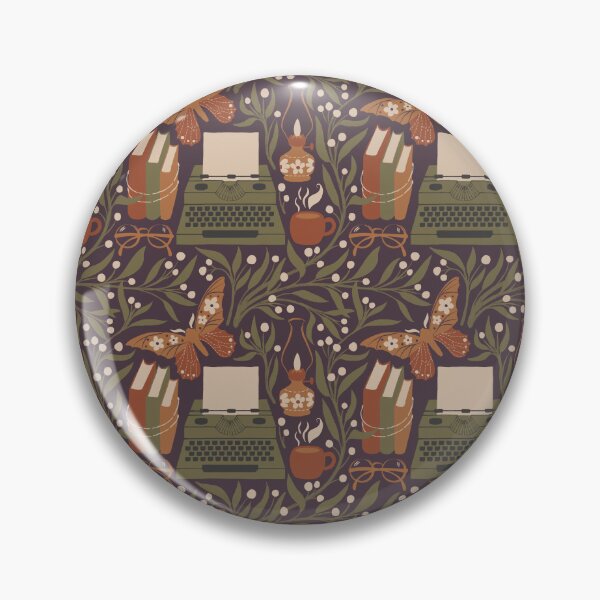 Item preview, A Cottagecore Writer's Study Desk with Vintage Typewriter, Books and Botanicals Pattern designed and sold by Kozee.