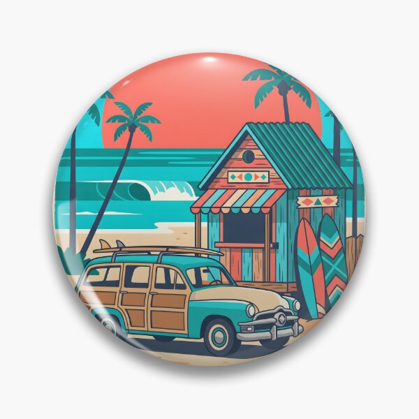 Item preview, Vintage Woodie with Surfboards – Retro Beach Shack & Surf Road Trip Design designed and sold by Sea Gem.