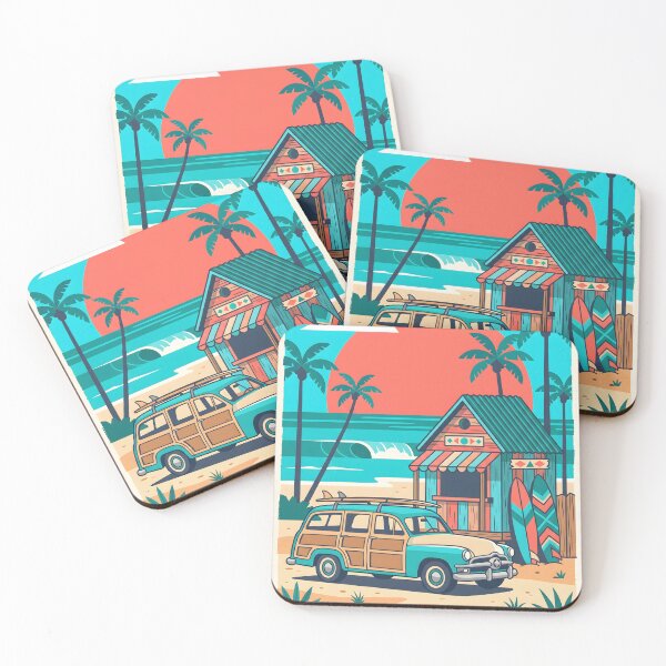 Item preview, Vintage Woodie with Surfboards – Retro Beach Shack & Surf Road Trip Design designed and sold by Sea Gem.