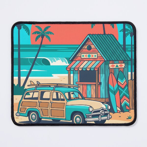Item preview, Vintage Woodie with Surfboards – Retro Beach Shack & Surf Road Trip Design designed and sold by Sea Gem.