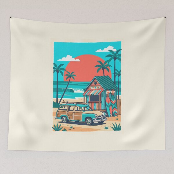 Item preview, Vintage Woodie with Surfboards – Retro Beach Shack & Surf Road Trip Design designed and sold by Sea Gem.