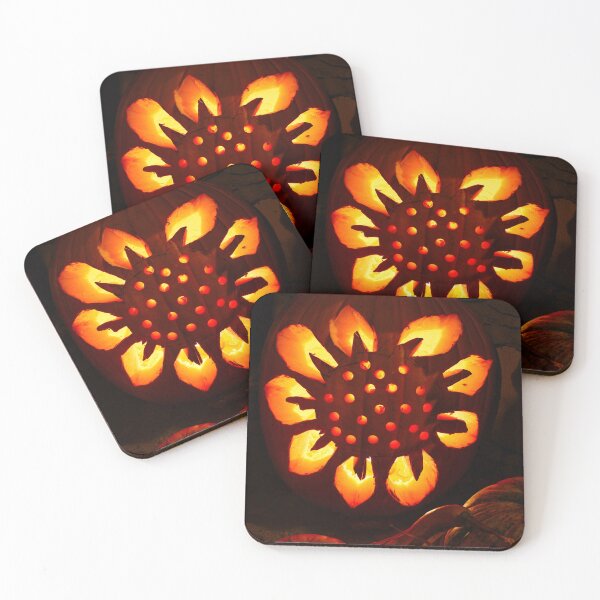 Item preview, Illuminated Halloween pumpkin with a carved flower pattern. designed and sold by NaturePhotography.