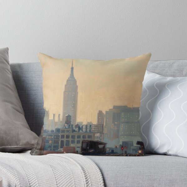 Item preview, Empire State Twilight Express - Retro NYC Subway Elevated Tracks Impressionist Oil Painting designed and sold by CleverCulture.