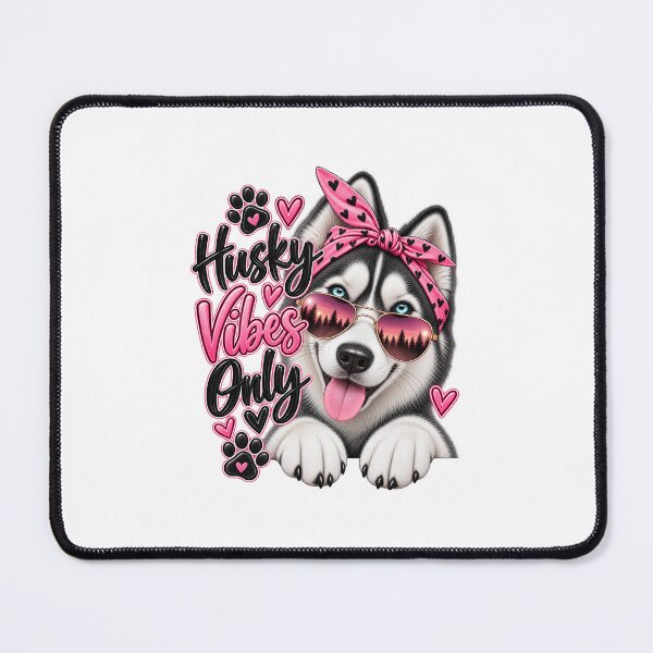Item preview, Husky Vibes Only – Pink & Black Husky with Sunglasses designed and sold by Magounette.