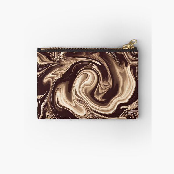 Aperçu de l'œuvre Rich Chocolate Gold Liquid Marble Swirl Abstract Pattern créée et vendue par CaramelCo.