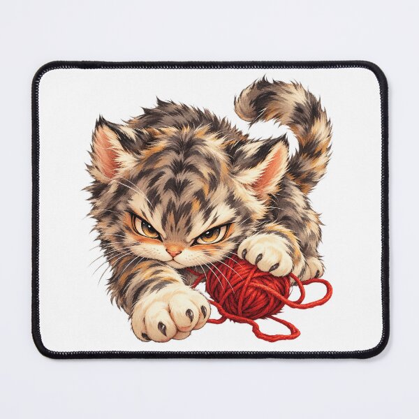 Item preview, Mischievous Tabby Kitten with Red Yarn designed and sold by han61578.